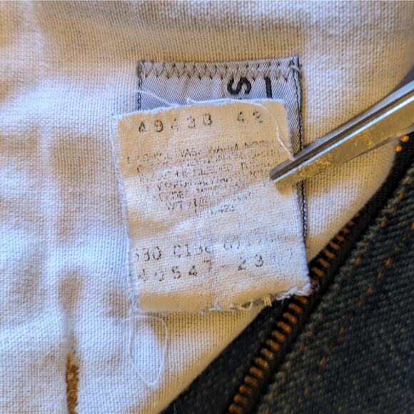 Vintage 1960s Mens Levis Orange Tab Action Jeans 20x29 Damaged Tags Denim - Picture 7 of 13